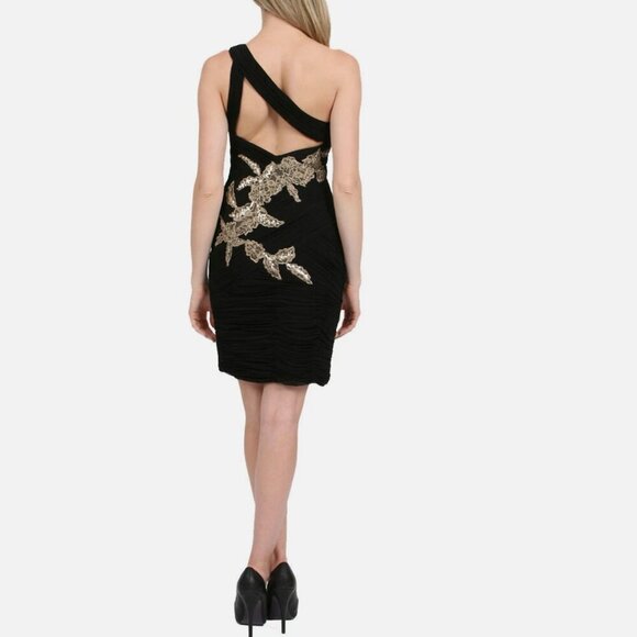 Sue Wong Cocktail Dress 6 Black Gold Beaded Formal Y2K. - Picture 3 of 15